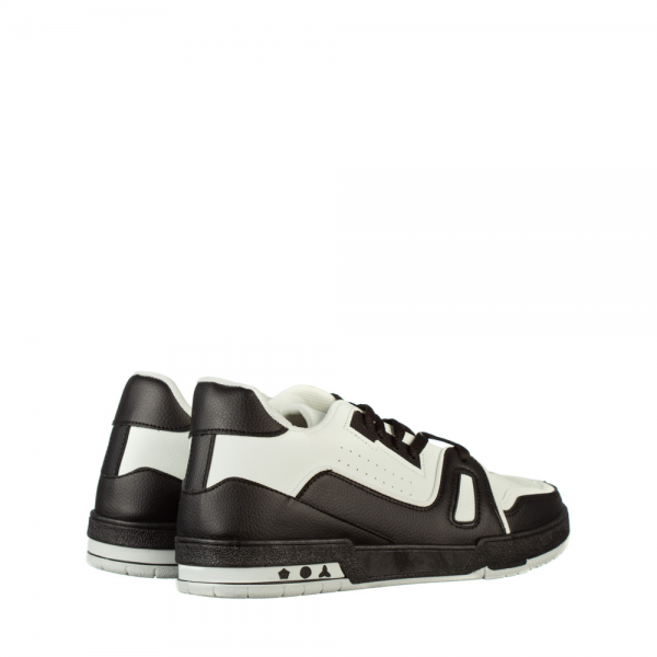 Ανδρικά αθλητικά παπούτσια μαύρα από οικολογικό δέρμα Mezon, 4 - Kalapod.gr